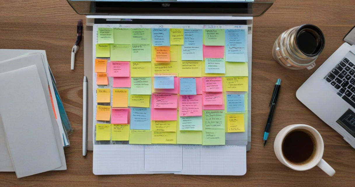 Sprint capacity calculator with agile scrum board and sticky notes